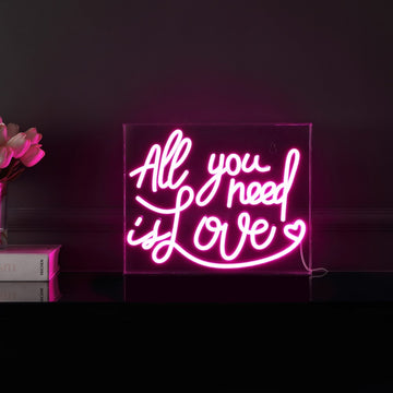 All You Need Is Love Contemporary Glam Acrylic Box USB Operated LED Neon Light - JONATHAN Y